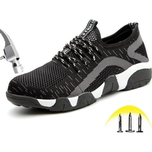 New Fashion Safety Work Shoes with Steel Toe Men and Women Large Mesh Breathable Lightweight Rubber Outsole Work Shoes Outdoor