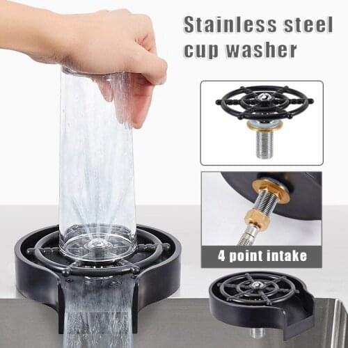 Rinser Stainless Steel Automatic Cup Glass Cleaning Tool for Kitchen Sinks Bar Coffee Shop xqmg Water Bottles Kitchen Dining