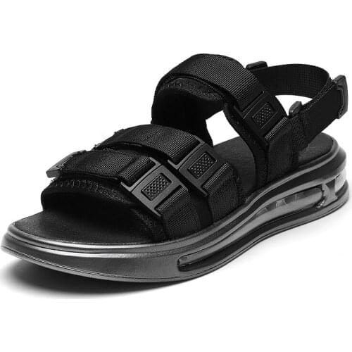 Original 2021 Casual Mens Sandals Air Cushion Sole Fashion Youth Sandals Summer Breathable Outdoor Beach Shoes Velcro Slippers