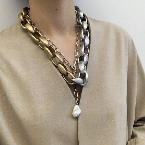Personality Exaggeration Color Chain Necklace Womens Necklace Thick Chain Luxury Charm Women Jewelry Antique Necklace