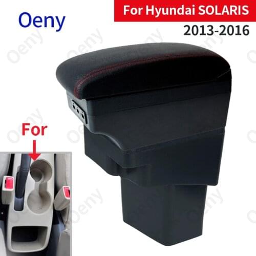 For Hyundai SOLARIS Armrest 2013 2014 2015 2016 Car Armrest box Retrofit parts Storage box car accessories Interior with USB LED