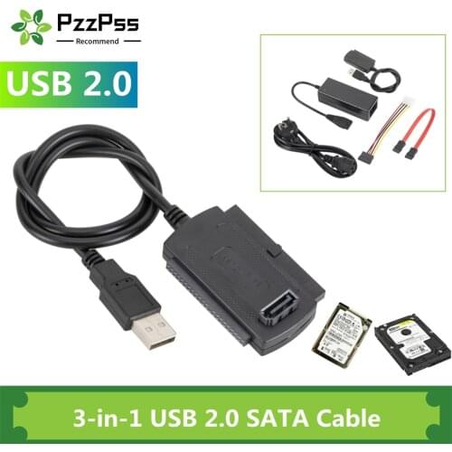 PzzPss New 3-in-1 USB 2.0 To IDE / SATA 2.5",3.5" Hard Drive Disk HDD SSD 480Mb/s Data Interface Converter Adapter Cable