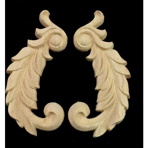 Retro Wood Carving Decal Corner Home Decor Onlay Applique Wall Door Furniture Decorative Figurine Wooden Miniature