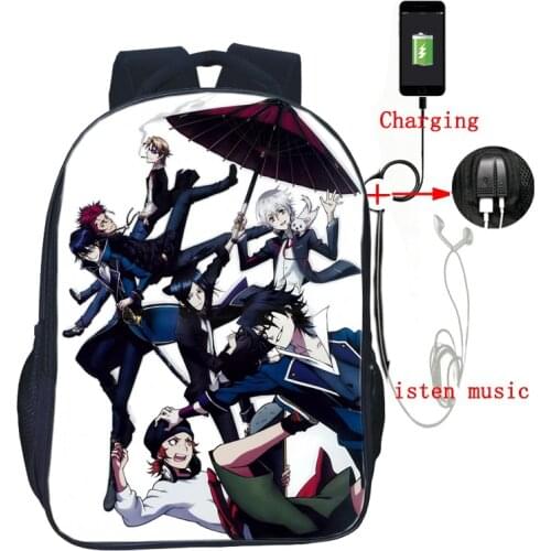 Yaoi Anime K Project USB Charge Backpack USB Charging Laptop Backpack new Beautiful Men Women Boys Girls School Bag