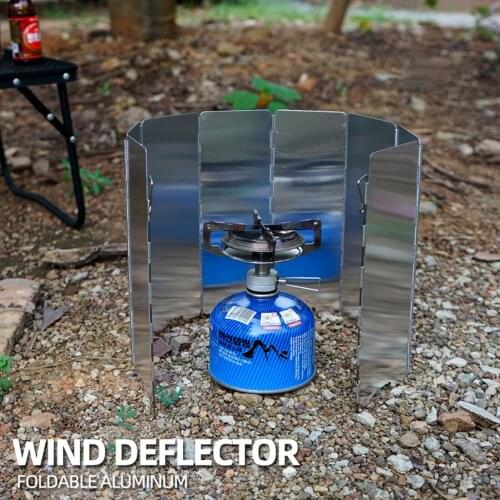 Folding Windshield Aluminium Alloy Stove 8 Plates Wind Screens Outdoor BBQ Gas Windshield Camping Cooking Cooker 26 x9.5 inch