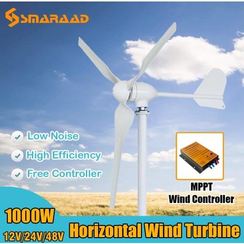 12V 24V 48V Wind Turbine New Energy 1000w Wind Generator With DC Controller for Free With Waterproof MPPT Charger Controller
