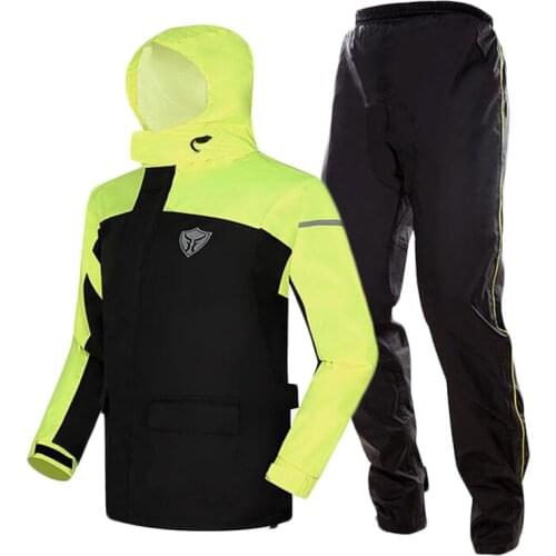 Waterproof Motorcycle Raincoat + Pants Poncho Motorcycle Rain Jacket Motorbike Scooter Riding Reflective Rain Suit, N-002