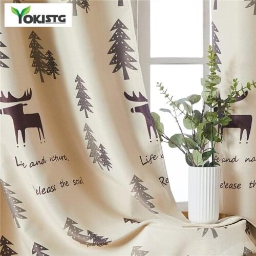 YokiSTG Cartoon Elk Print Blackout Curtains For Bedroom Living Room Kid Room Castle Decoration Curtains Window Treatment Drape