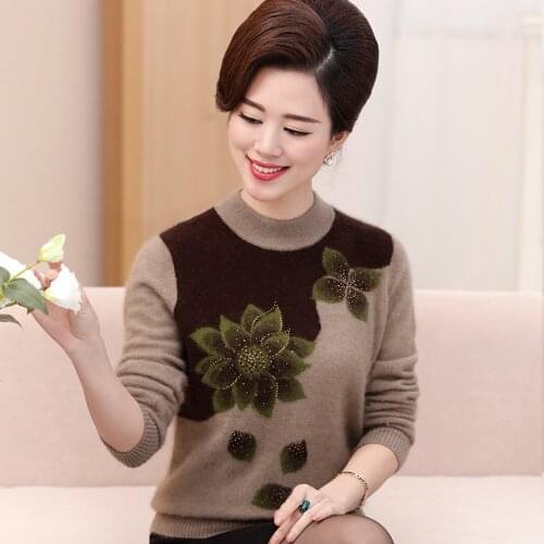 Womens Wear Sweater Mock Neck Middle Aged And Elderly People Lady Fashion Autumn Winter Keep Warm Tops Pullover