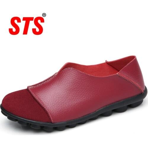 2019 Women Loafers Woman Genuine Leather Flat Shoes Super Soft Comfortable Middle-aged Women Casual Shoes Large Size Women Flats