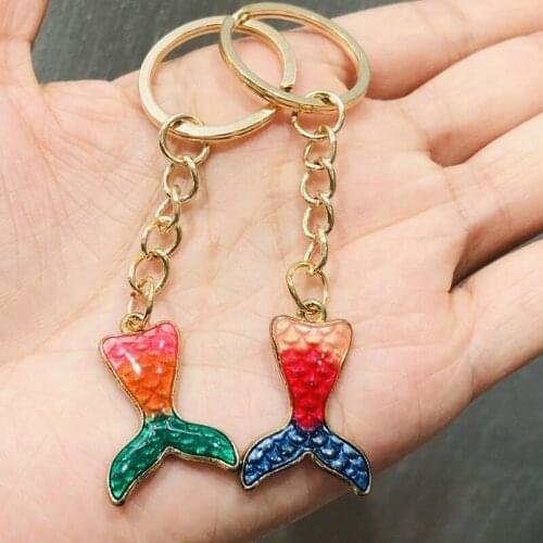 1Pcs Gradient Mermaid Fashion Keychain Pattern Purse Bag Car Charm Women Girls Children Key Ring Buckle Clasp Gifts