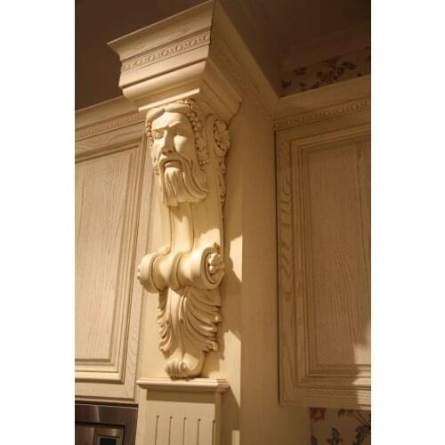 100% Customized wood kitchen furniture with elegant Roman column & crown moulding