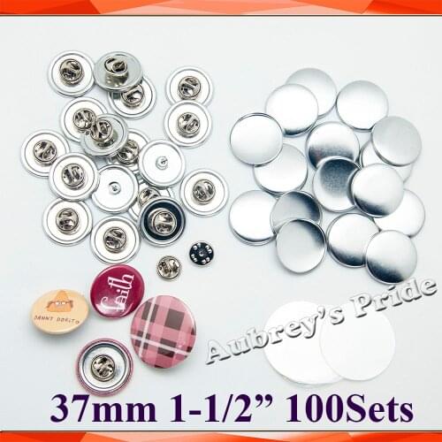 100 Sets 1-1/2" 37mm NEW Butterfly Clutch-Back Metal All Steel Badge Button Maker Button Supply Materials