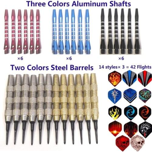 12 darts + 30 tails + 100 heads + another 6 aluminum rods Professional Steel Tip All metal Darts Flight With Nice Flights Darts