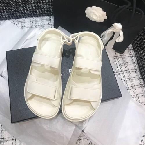 2020 Sandals Women Solid Flat Platform Round Toe Hook Loop New Luxury Design Chunky Ladies Shoes Sandalias De Las Mujeres