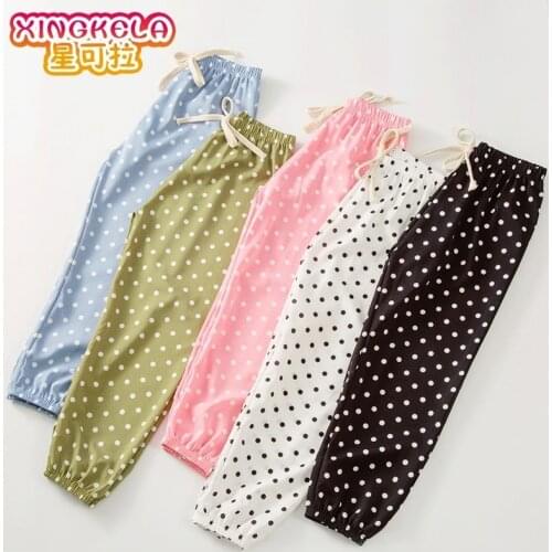 2021 Summer Girls Cute Dot Casual Pant Baby Kids Children Thin Trousers