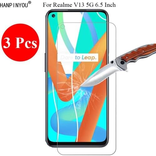 3 Pcs/Lot 9H 2.5D Tempered Glass Screen Protector For Realme V13 5G 6.5" Protective Film + Clean Tools