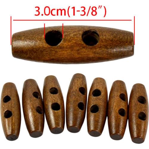 50Pcs Natural Horn Shape 2 Hole Scrapbooking Sewing Toggle Wood Buttons Brown Olive Buckle 300mm Clothing & Sewing Accessories