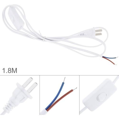 US White 303 Button Switch Plug Wire with 1.8m Line Length Power Cord for Desk Lamp and Other Household Lamps