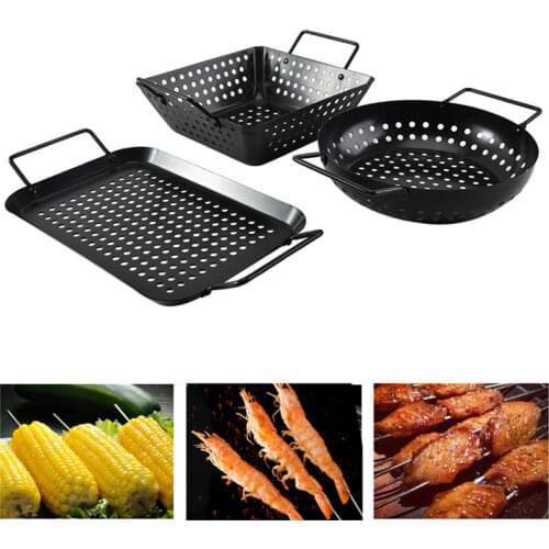 Non-Stick Charcoal Grill Plate Stainless Steel Barbecue Tray Grills Portable Charcoal Stove for Outdoor Camping BBQ Accessories