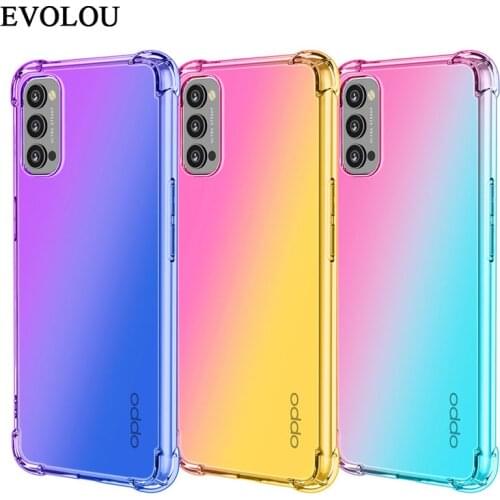 For Reno 4Z Case Transparent Gradient Airbag Corners Shockproof Case for OPPO Reno 4 Lite 4F 2F Realme C7 X7 7i C12 C17 7 Pro