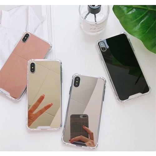 Fashion Cosmetic Mirror Anti knock Soft Silicone Case For iPhone 7 8 Plus 6 6s X XR XS Max 11 Pro Max Shockproof TPU Back Cover