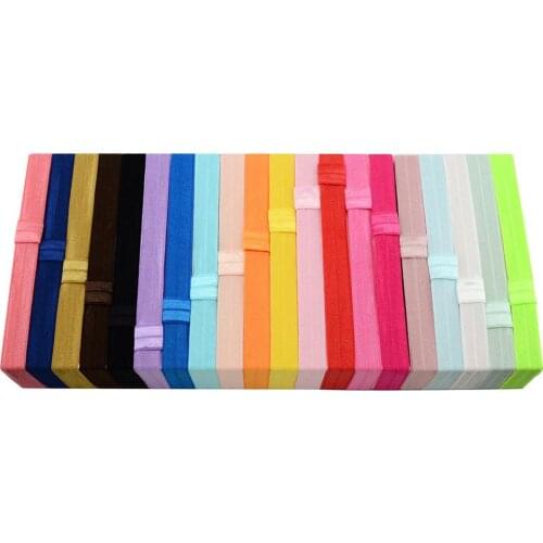 20Pcs/lot 20Colors DIY Elastic Hair Band Handmade Headband For Baby Solid Grosgrain Ribbon Hairband Scrunchie Hair Accessories