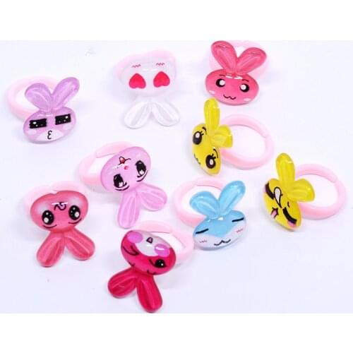 FANRAR Wholesale 20pcs cute cartoon Rabbit Bunny Ring Animal Knuckles Adjustable Rings for kids Girls Party Gift Fashion Jewelry