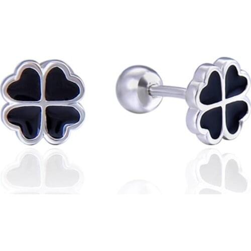 Red Trees Brand 925 Sterling Silver Stud Earrings Fine Jewelry Wholesale / Drop Shipping Enamel Heart Small Earrings Silver