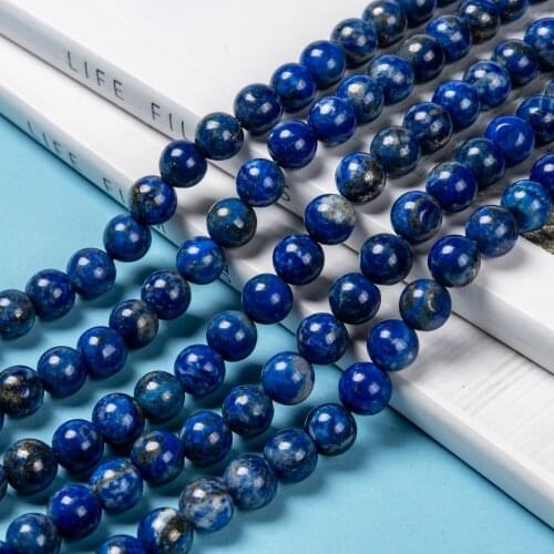 5Strands 6mm/8mm Round Natural Lapis Lazuli Bead Strands for Jewelry Making, Hole: 1mm; about 63pcs/strand, 15.5"(395mm)