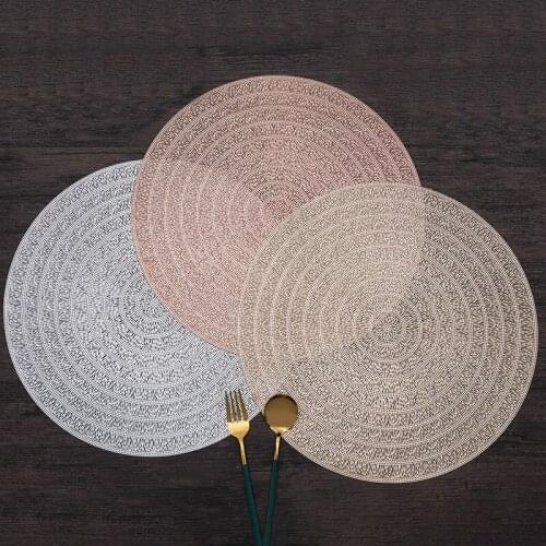 Round Shape Hollow PVC Bronzing Placemat For Dinner Table Mat For Coffee Tables Tableware Plates Decoration Kitchen Accessories