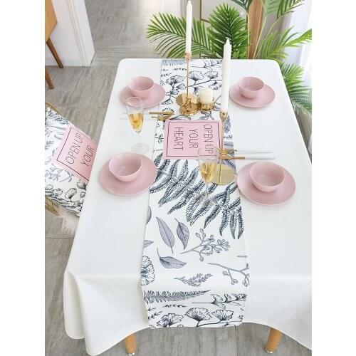 Hot Creative American Style Plant Printed Table Runner 1pcs TV Bench End Dinner Table Runners Simple Runners camino de mesa