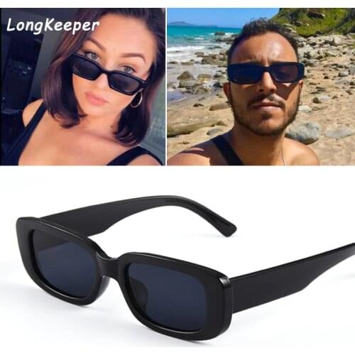 2020 Small Square Thick frame Sunglasses Women Men Luxury Brand Designer Trendy Narrow Rectangle Glasses Sun Glasses Ladies