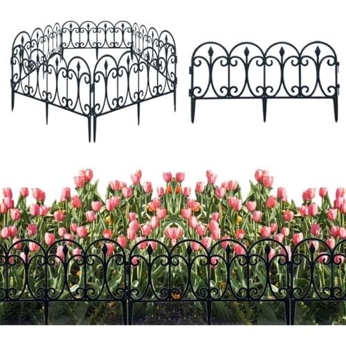 M68E 5pcs Decorative Garden Fence Outdoor Rustproof Landscape Wire Border Folding Patio Fences Flower Bed Fencing Barrier Panels