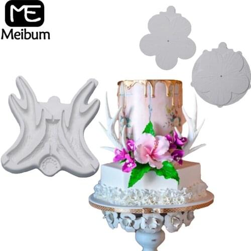 Meibum Antlers Dessert Cakes Decorating Moulds Petal Texture Silicone Fondant Molds Gumpaste Sugarcraft Pastry Baking Tools
