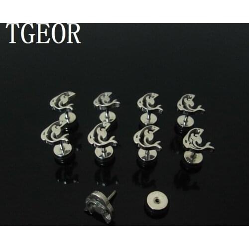 Fashion illusion cheaters 1 Pairs 1.2*6*6/9mm Stainless Steel dolphin shape piercing fake plugs earring free shipping