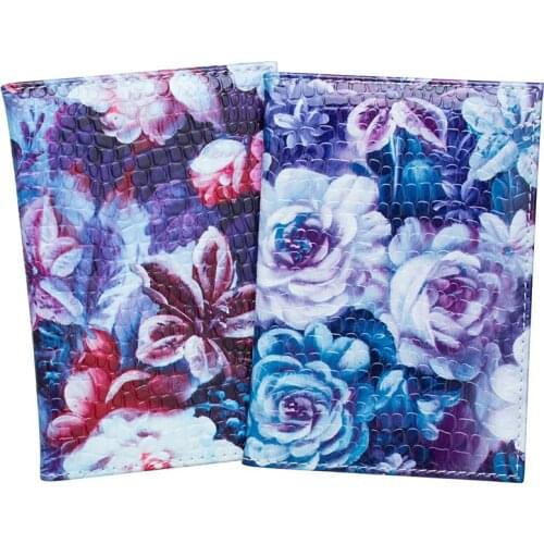 Purple flower crocodile print Fashion women passport cover waterproof solid pu leather passport holder with traveling
