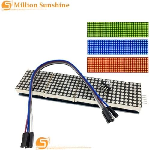 Free shipping MAX7219 Dot Matrix Module For Arduino Microcontroller 4 In One Display with 5P Line 4 in 1 Red/Blue/Yellow Green