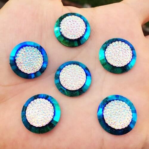 DIY 15pcs Resin Round Rhinestone Flatback strass Wedding decoration buttons -Y721