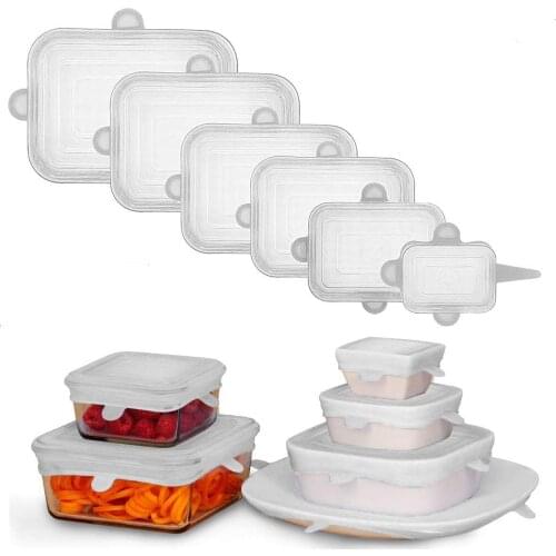 Silicone Fresh-Keeping Cover 6-Piece Set Retractable Pots And Dishes Food Dust Cover Square Round Fresh-Keeping Cover