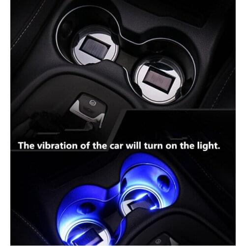 LED ambient light car Glow Water cup mat Solar coasters USB charging led car Water cup groove 6.5CM