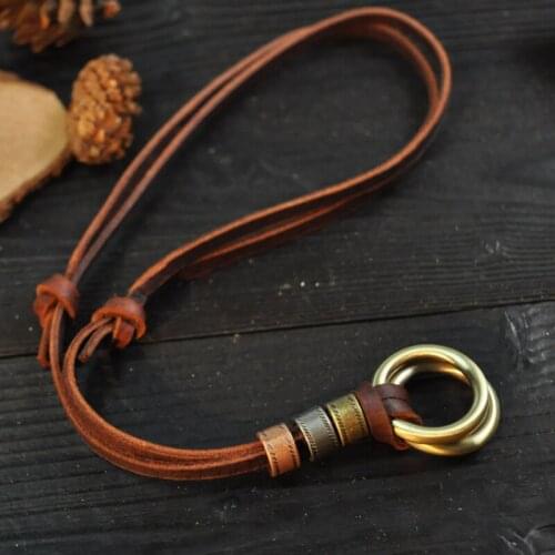 Vintage Necklace Leather Rope Pendant Necklace Fashion Creative Ring Decor Charm Necklace Simple Stylish Jewelry 2021 New