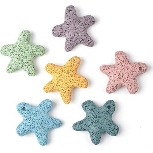 1pc Natural Semi-precious Stone Colorful Volcanic Lava Pentagram Big Pendant Jewelry Making DIY Bracelet Necklace Accessories