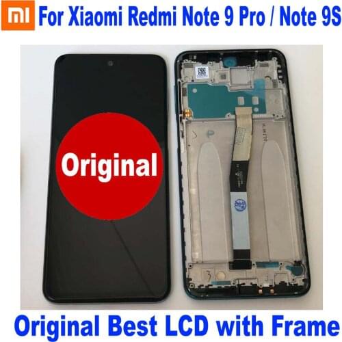 100% Original New Xiaomi Redmi Note 9 Pro 9Pro Max LCD Display Touch Screen Digitizer Assembly with Frame Note 9S Glass Sensor