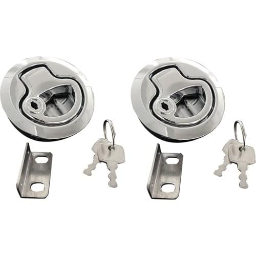 2Pcs Flush Mount Hatch Flush Pull Latch Marine Lock with Key Lift Slam Latch Hardware for Boat Yacht Deck Hatch