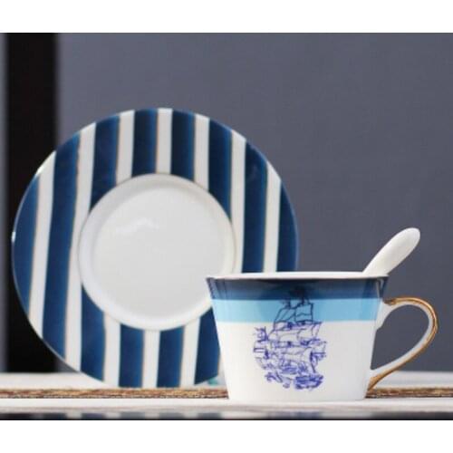200 ML Europe Style Ceramic Bone China Coffee Set Cup and Saucer Spoon Kit Hand Painted Cuckoo Pattern CoffeeTea Mug