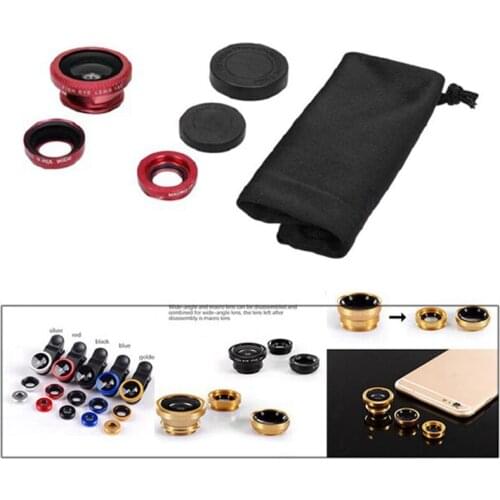 3-In-1 Self-Timer Artifact External Camera Multifunctional Phone Lens Kit Fish Lens Macro Lens Wide Angle Lens