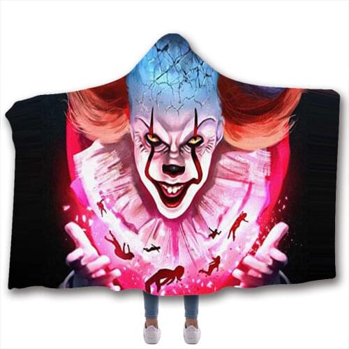3d Stephen Kings It Chapter Two Print Plush Hooded Washable Blanket For Adult Child Sofa Quilt Warm Wearable Fleece Home Office