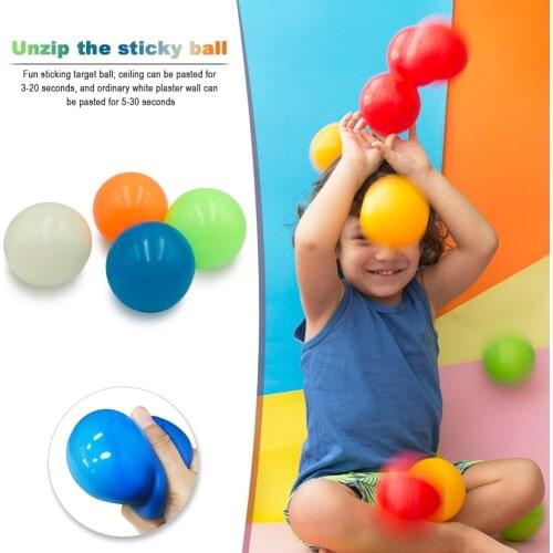 4pcs Safe Non-toxic Soft Stick Wall Ball Game Decompression Funny Ball Jump Ball Glow Novelty Relieve Push Pop Bubble Toy