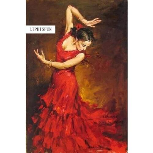 5D Diy Diamond Painting Cross Stitch Beautiful Dancer In Red Dress Resin Square Diamond Sets Unfinish Painting Home Decor
